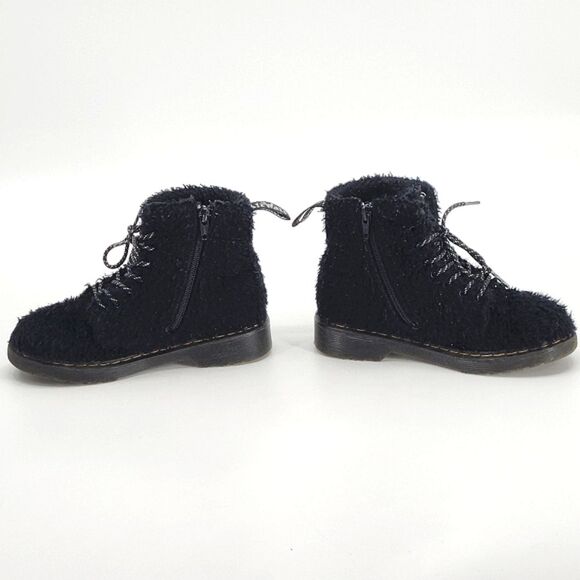 Dr Martens Junior 1460 Pascal Tinsel Faux Fur Lace Up Boots Girls Size 2 Black - Picture 3 of 9